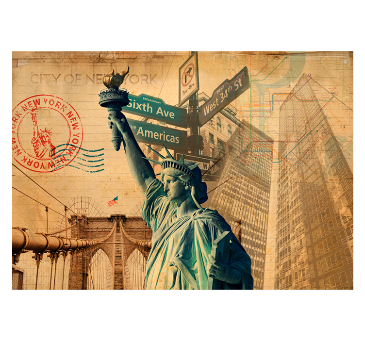 Vintage frihet collage fototapet New York - Tenstickers