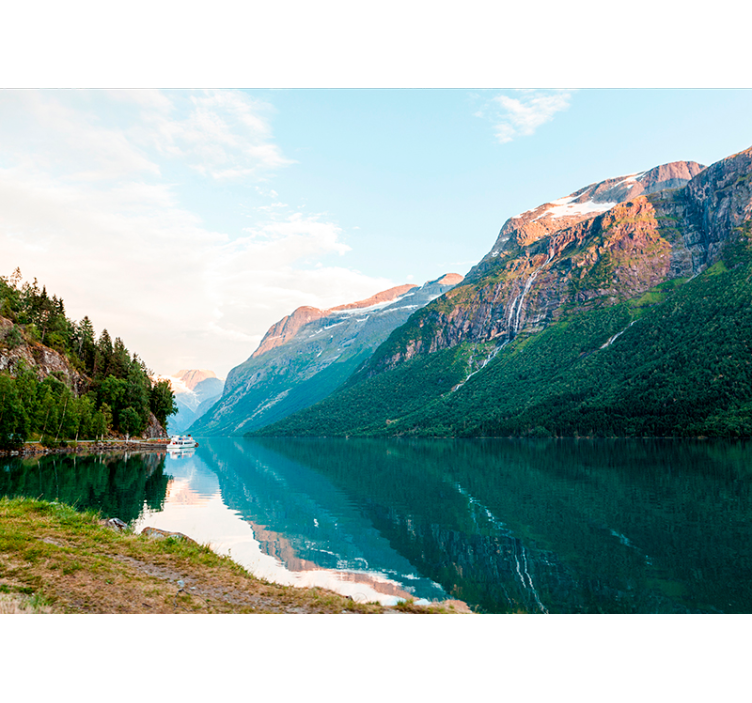 Tre landskap i innsjøen vegg fototapet - Tenstickers