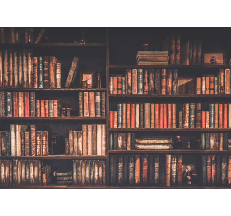 Vintage bokhylle fototapet - Tenstickers