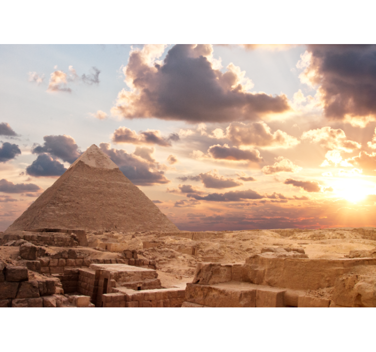 Pyramide solnedgang utsikt fototapet byer - Tenstickers