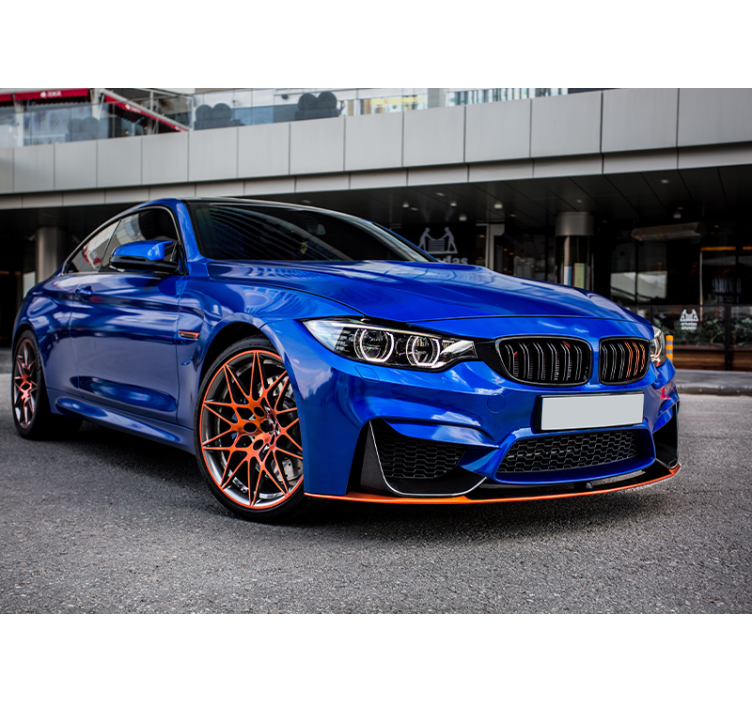 For soverom blå sportsbil fototapet - Tenstickers