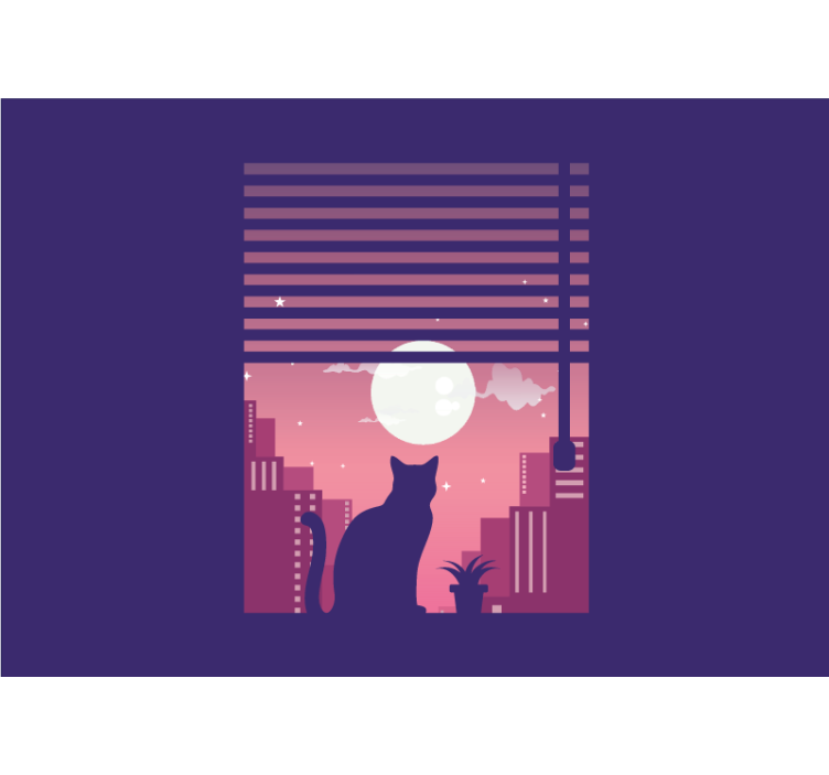 Katt silhuett nattvisning fototapet dyr - Tenstickers