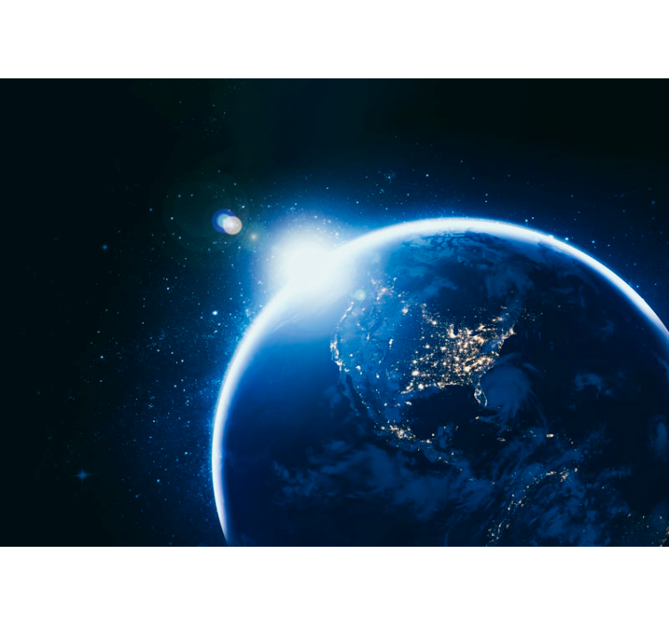Jord opplyst sfære fototapet verdensrommet - Tenstickers
