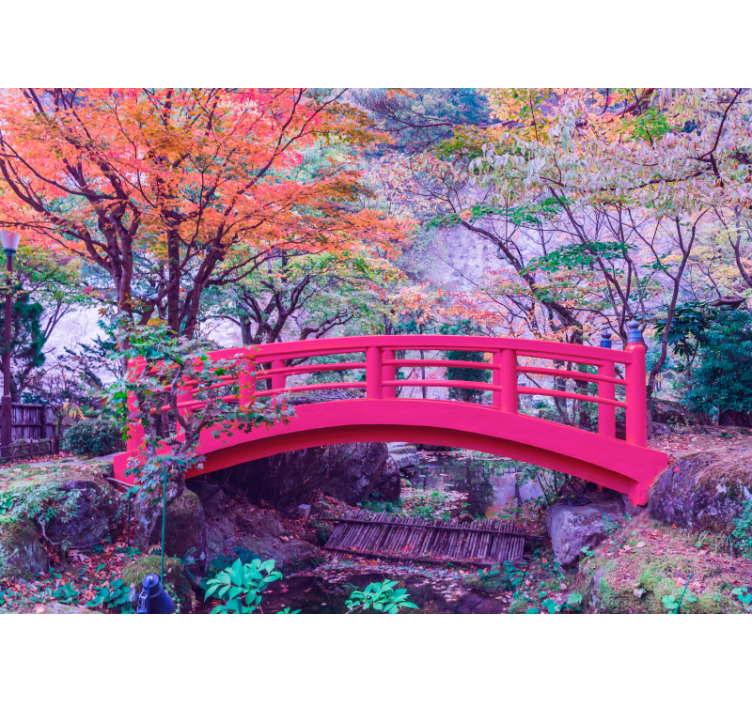 Fototapet skog fredelig hageport - Tenstickers