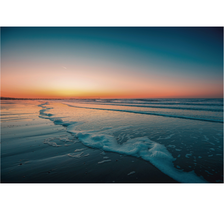 Solnedgang havbølger fototapet natur - Tenstickers