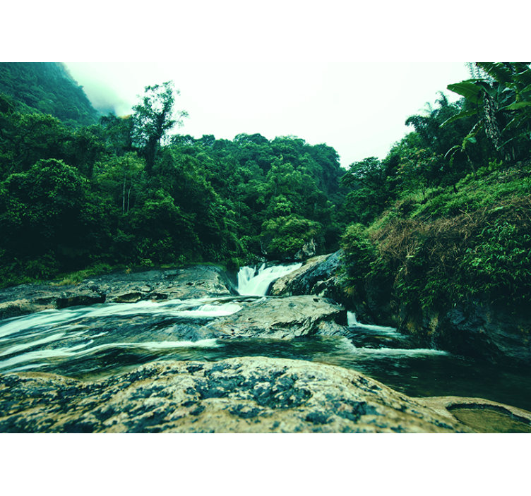 Rolig grønn scene Fototapet foss - Tenstickers