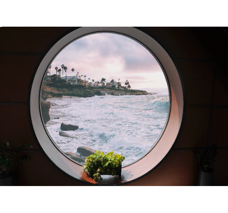 Fototapet landskap kystbølge scene - Tenstickers