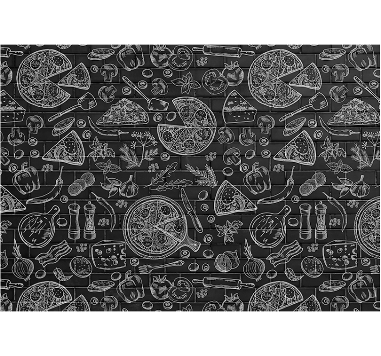 Restaurant symboler og tekster kjøkken fototapet - Tenstickers