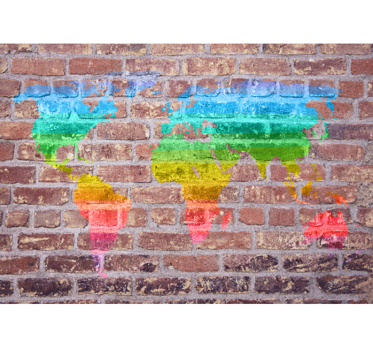 Fototapet verdenskart fargerik geografisk fremstilling - Tenstickers