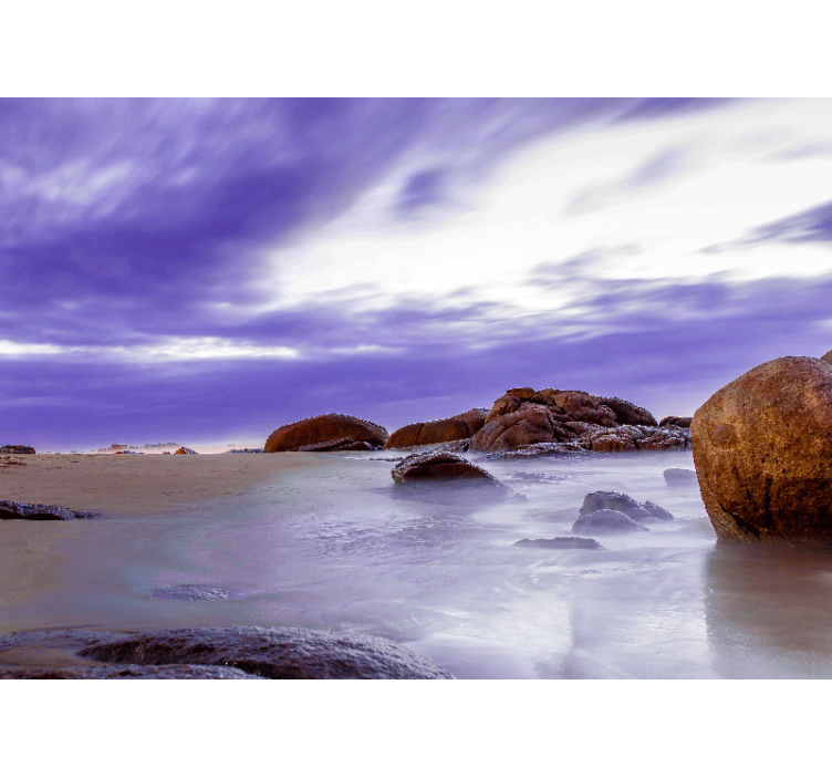 Måte av steiner på lilla ned sjøen fototapet - Tenstickers