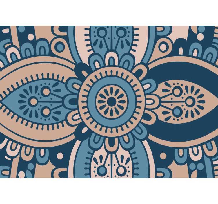 Blå og beige mandala fototapet - Tenstickers
