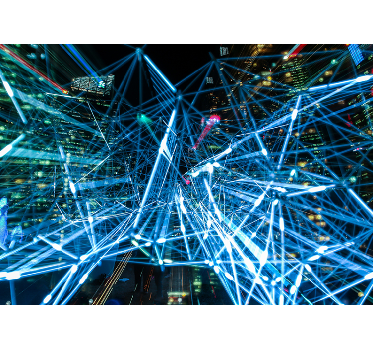 Inspirert av digitale nettverk fototapet abstrakt - Tenstickers