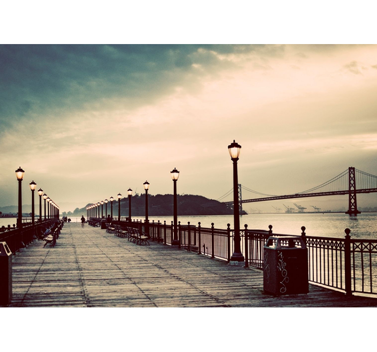 Naturskjønn utsikt over vannkanten fototapet byer - Tenstickers