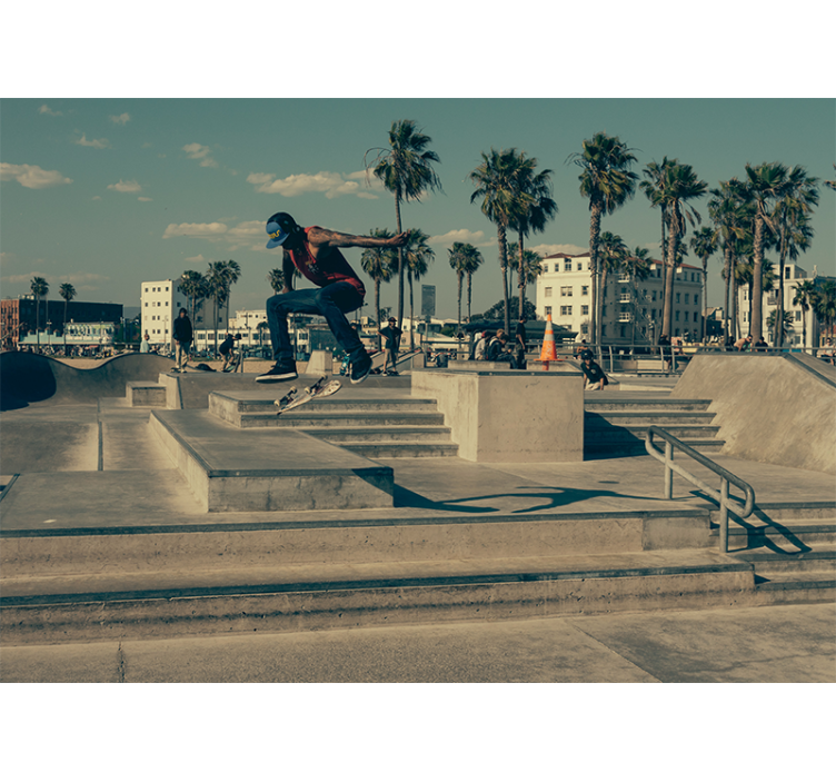 Fototapet urban kunst skateboarder i aksjon - Tenstickers