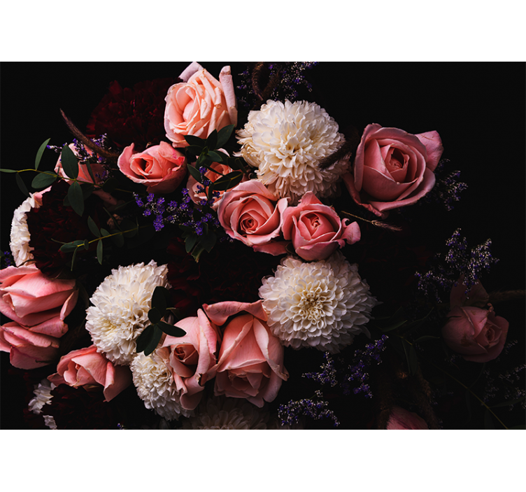 Grasiøs botanisk komposisjon fototapet blomster - Tenstickers