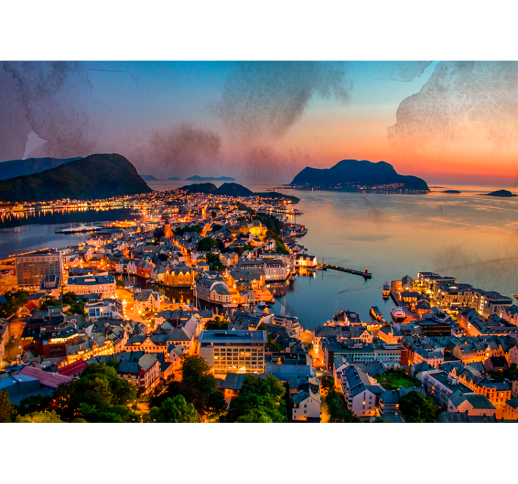 Ålesund norsk bysnø fototapet byer - Tenstickers