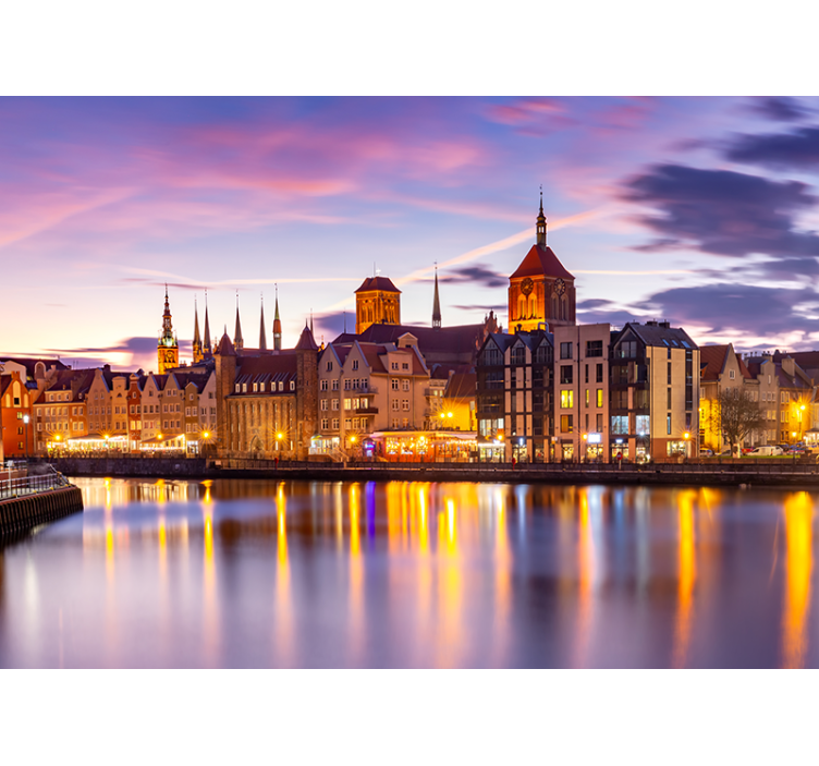 Historisk arkitektur ved elvebredden fototapet byer - Tenstickers