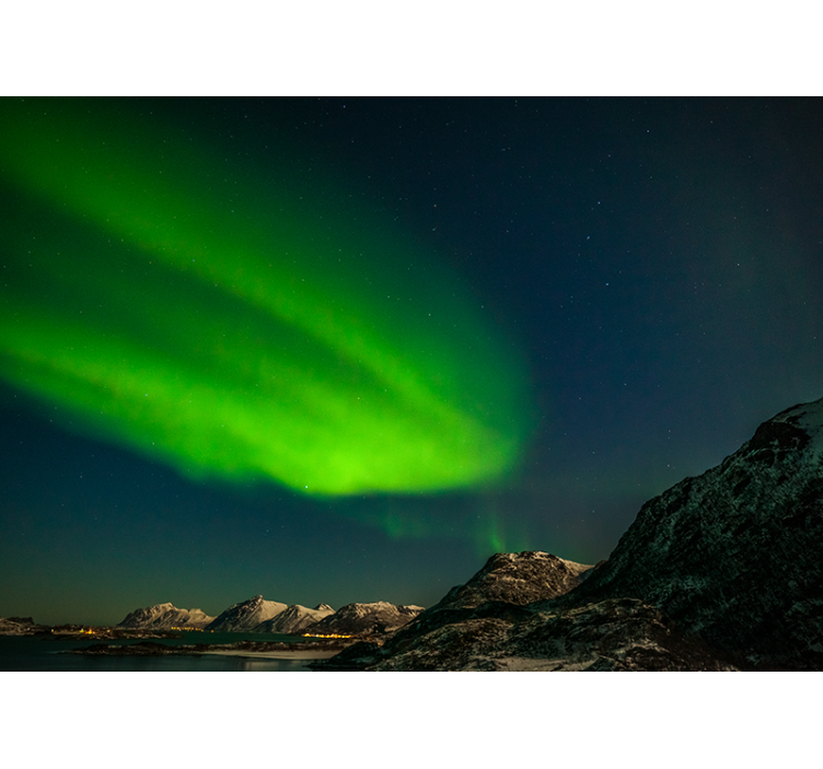 Norsk nordlys fototapet natur - Tenstickers