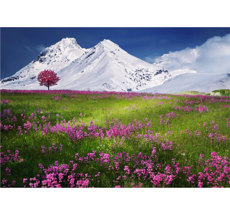 Norsk blomsterbed av blomster fototapet natur - Tenstickers