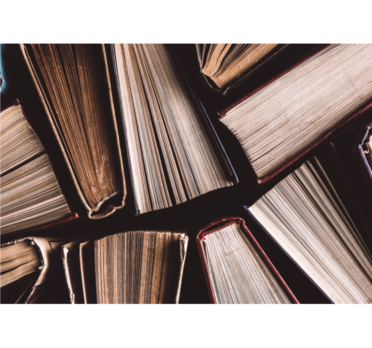 Bøker stablet sammen fototapet kunst - Tenstickers