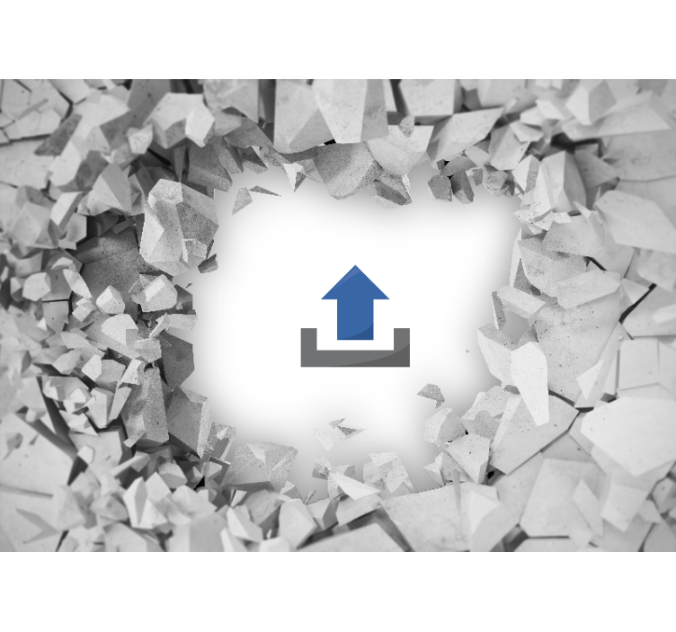 Knust tegnet betong med foto fototapet tilpasset - Tenstickers