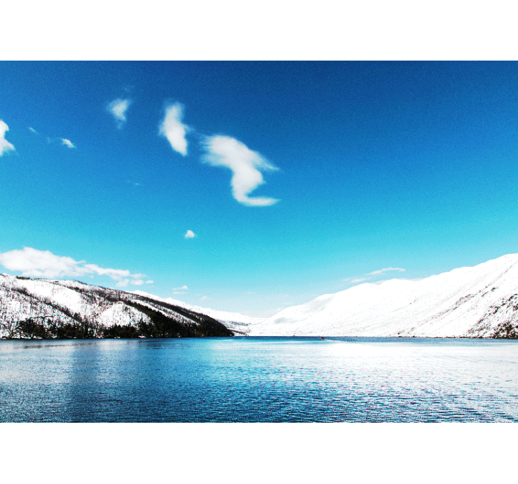 Fototapet landskap snødekte fjell - Tenstickers