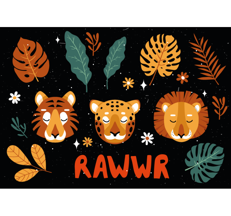 Fototapet spedbarn lekne jungeldyr - Tenstickers