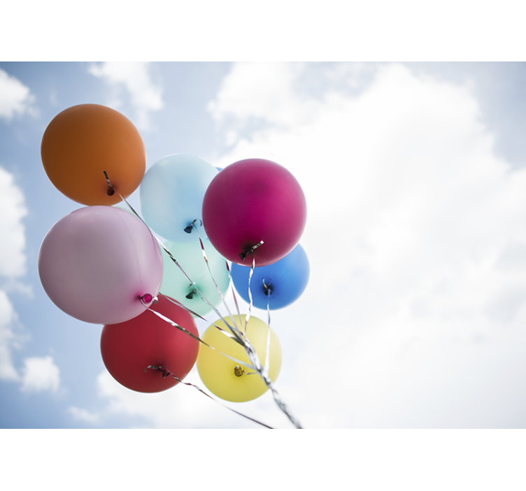 Fargerike ballonger med himmel fototapet spedbarn - Tenstickers