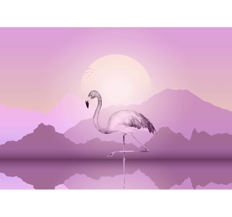 Fototapet dyr elegant flamingo silhuett - Tenstickers