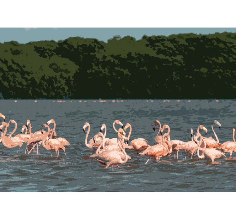 Fototapet dyr flamingo flokk samling - Tenstickers
