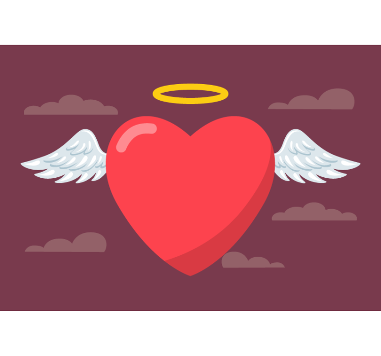 Fototapet kjærlighet hjerte med vinger - Tenstickers
