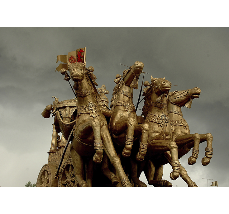 Fototapet kjøretøy historiske stridsvogner hester - Tenstickers