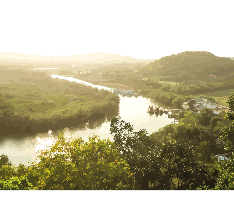 Fototapet landskap roelig elvutsikt - Tenstickers