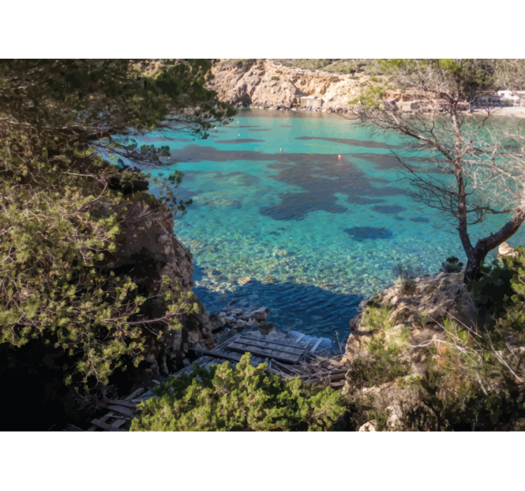 Fototapet natur klar kystscene - Tenstickers