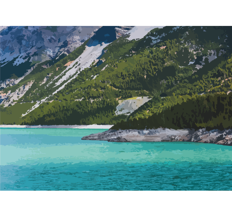 Fjell ved sjøen fototapet natur - Tenstickers