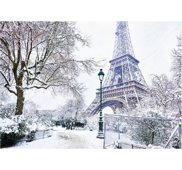 Fototapet paris eiffeltårnet i snø - Tenstickers