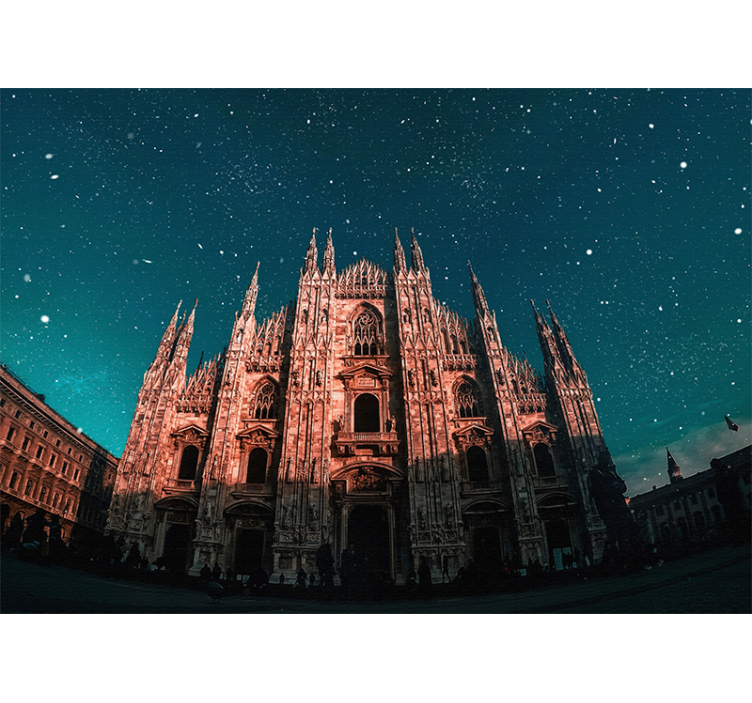 Fototapet madrid katedralen i milano nattbilde - Tenstickers