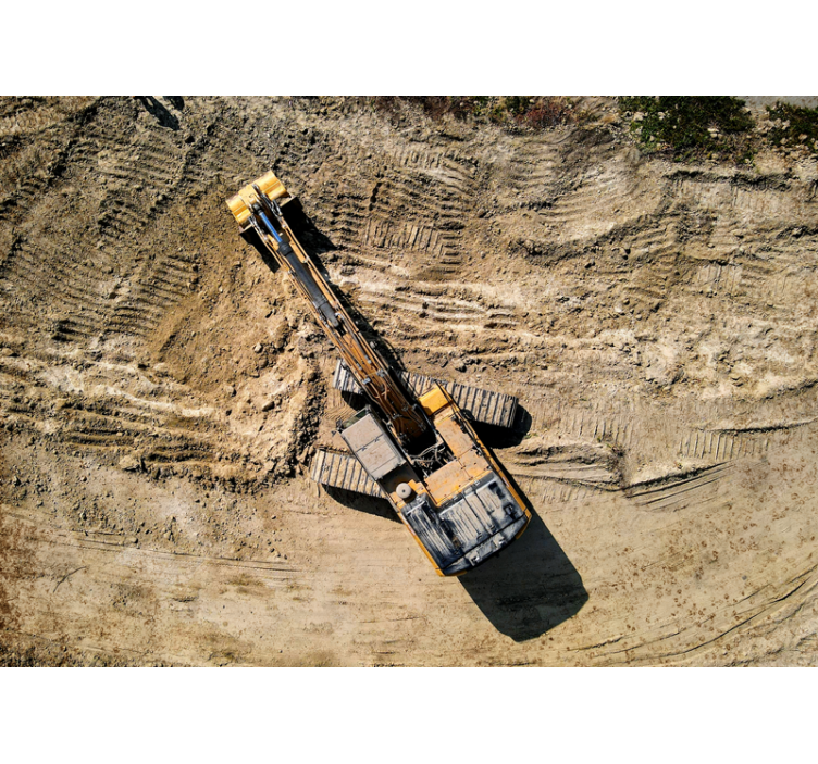 Fototapet kjøretøy graver i arbeid - Tenstickers