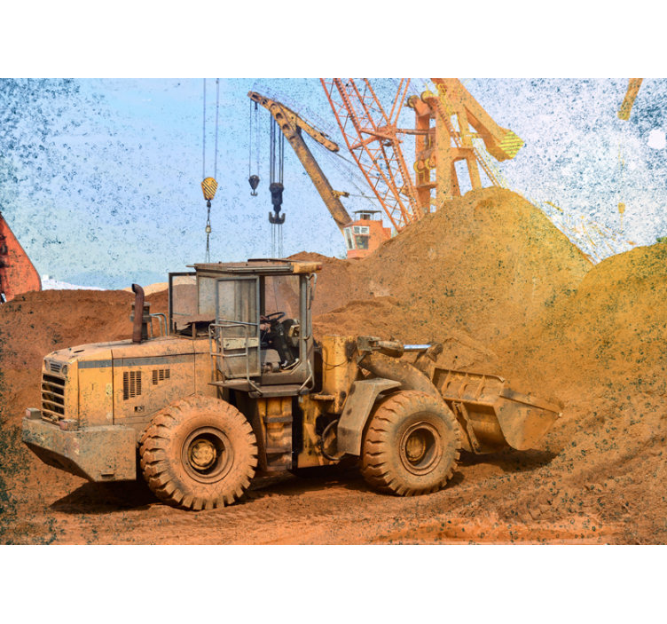 Fototapet kjøretøy gravemaskin og lastebil - Tenstickers