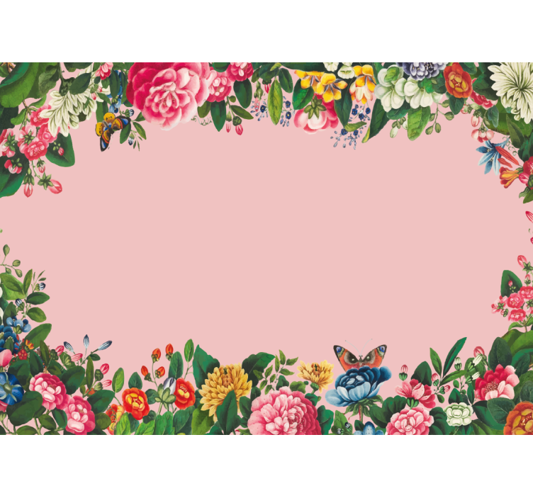 Vintage peoner og sommerfugler fototapet blomster - Tenstickers
