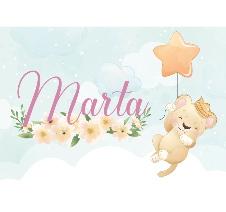 Fototapet spedbarn søt løve med ballong - Tenstickers