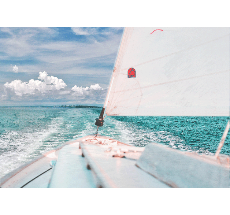 Fototapet sjø seiling gjennom bølger - Tenstickers