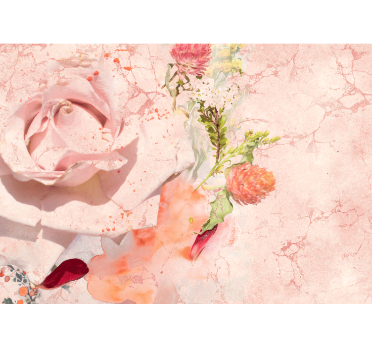 Fototapet blomster romantisk rosa rose - Tenstickers