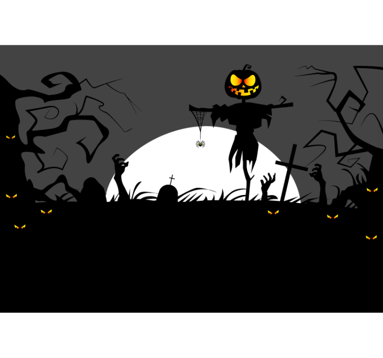 Halloween fototapet skremmende gresskar fugleskremsel - Tenstickers