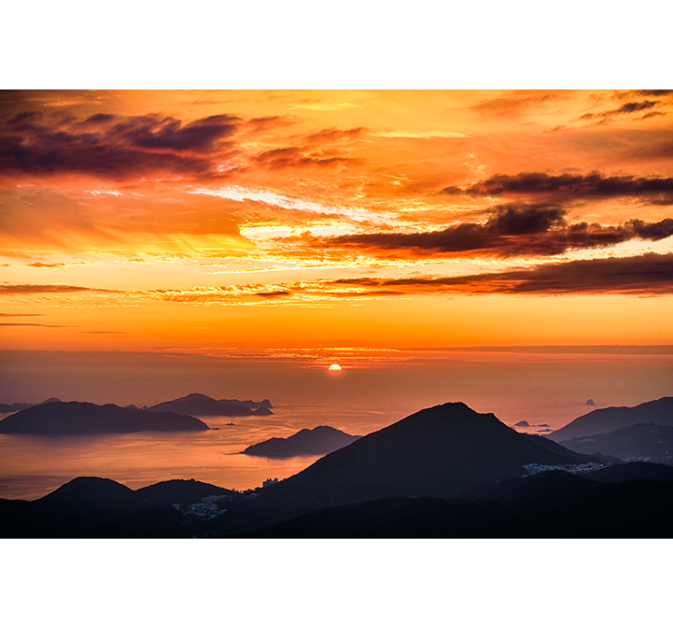Fototapet landskap solnedgang over havet - Tenstickers