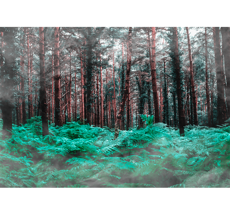 Pulserende tåkeskog fototapet trær - Tenstickers