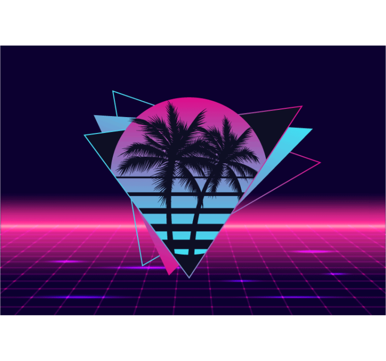 Fototapet sagn retro palm geometri - Tenstickers