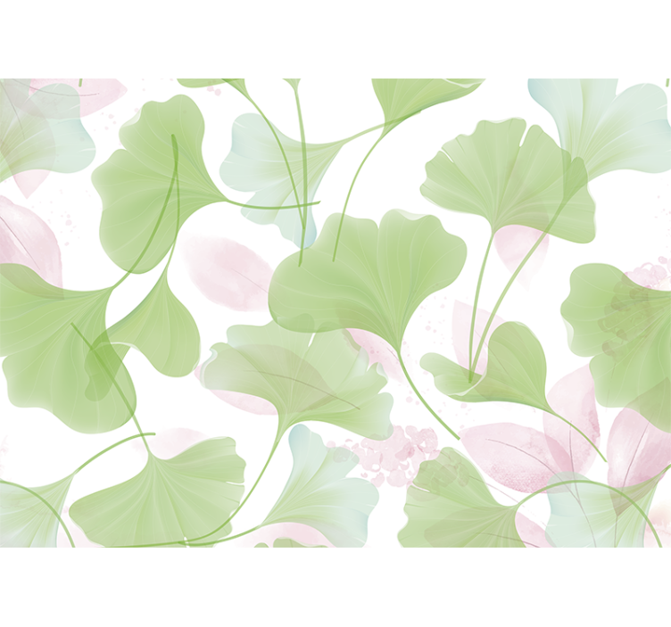 Fototapet blomster gingko bladmønster - Tenstickers