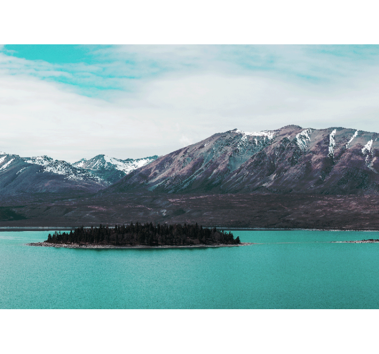 Fototapet landskap fjellvann Øy - Tenstickers