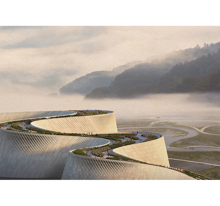 Fototapet landskap buet arkitektonisk form - Tenstickers